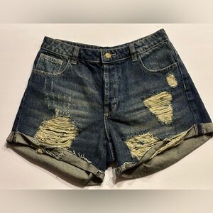 FARM Rio Brazil Distressed High-Waisted Women’s Denim Jean Shorts | Size 38